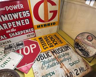 Selection of vintage signs.