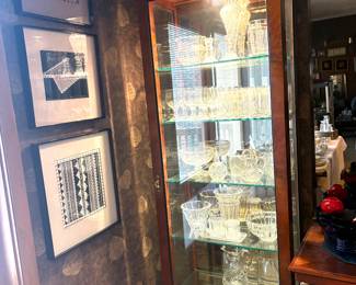 Pair of gorgeous Century Furniture lighted display china cabinets 