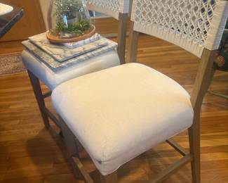 Pair of Ballard Design woven back bar chairs 