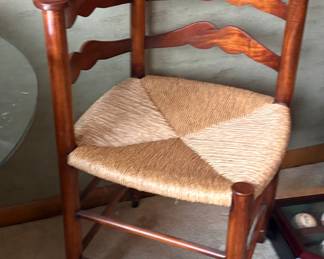 Pair of corner rush seat armchairs