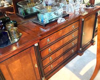 WOW! Century Furniture flame mahogany neoclassical Biedermeyer style ebonized columns lion pulls sideboard