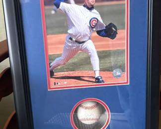 Greg Maddux collage, photo, signed ball with COA, Chicago Cubs All Star Pitcher, limited edition series 111 of 1000