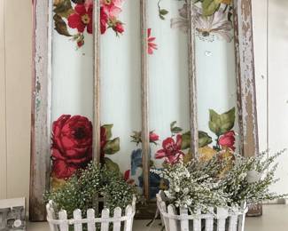 Vintage Window Pane with Flowers