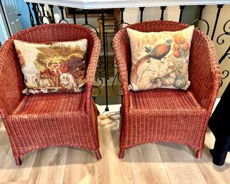 Charming Pair Vintage Wicker Chairs