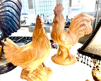 Terra Cotta Rooster and Hen