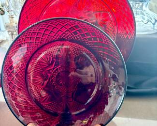 Set of Ruby Glass Plates