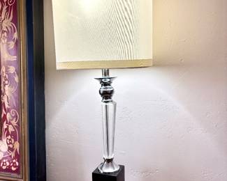 Pair Distinctive Tall Glass Lamps