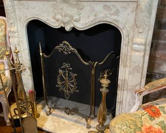 Gorgeous mantle and fireplace tools