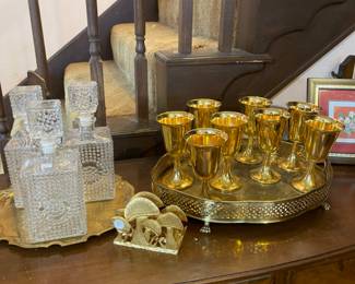 Decanters and gold tone stems