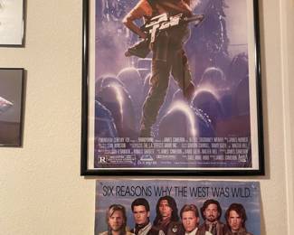 Vintage framed movie posters. Aliens Movie Collector poster framed by Terry Lamb, Young Guns 