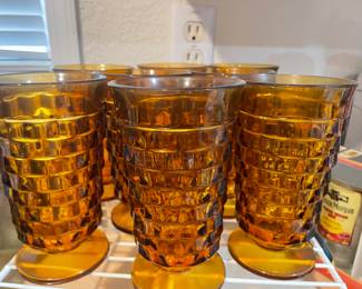 Vintage Indiana Glass Whitehall Harvest Cubist Glasses