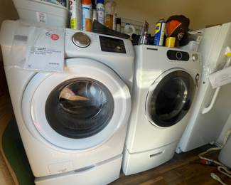 Samsung front load washer and dryer with pedestals