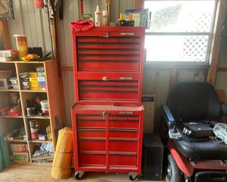 Craftsman three-tiered toolbox on wheels