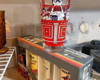Set of four Captain Morgan Tankards & 1960's Vintage Cocktail Shaker mixer by Hazel Atlas Tony the Bartender 