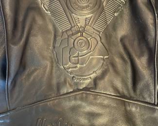 Harley Davidson Embossed V-Twin Super Glide II Black Leather Jacket Men's XXL 