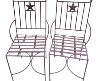 Pair of Rustic Iron Patio Chairs
