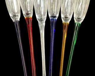Six Footless Champagne Flutes