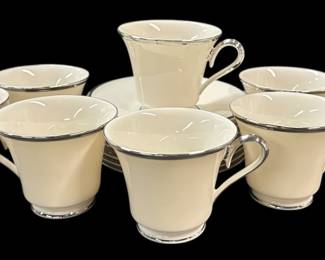 Lenox Solitaire Teacups Saucers