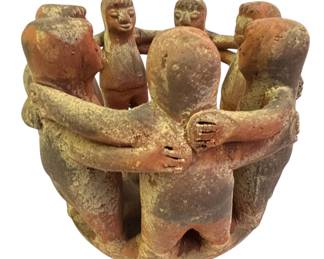 Clay Aztec Mayan Pottery Circle of Friends