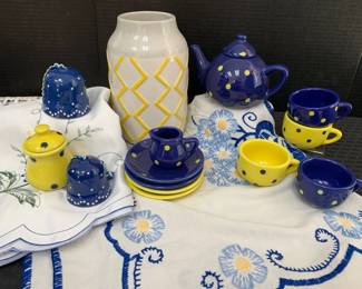 CT570Blue and Yellow Small Tea Set
