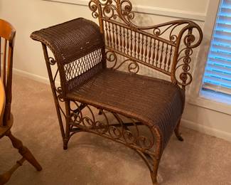 Antique Wicker "Portrait Seat" Settee