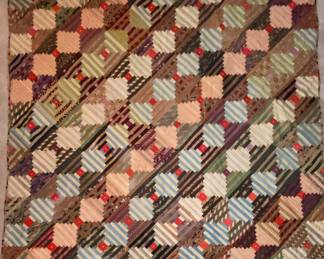 Antique Quilt Top "Courthouse Steps". Fabrics Are Dated From The 1880