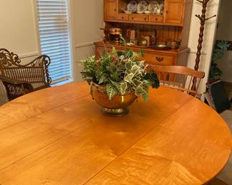 Nichols and Stone Round Dining Table With Four Chairs, Hutch and Antique Hat And Coat Rack