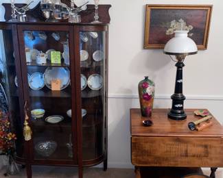 Tiger Oak China Cabinet, Maple Tea Cart