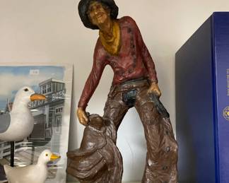 Clay Cowboy Sculpture
