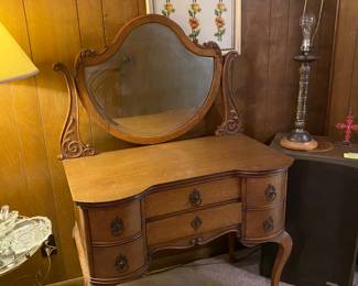 Antique Oak Vanity, Antique Prayer Kneeler
