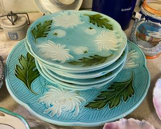Fun Majolica Plates and Platter