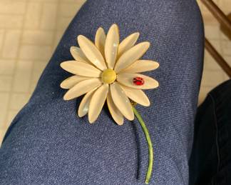 Sweet Enamel Flower With Lady Bug