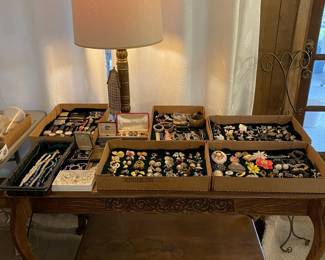 Antique Table With A Lot of Vintage Jewelry!