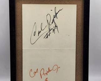 CAL RIPKEN JR AND CAL RIPKEN SR SIGNED INDEX