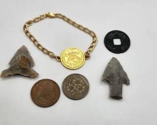 VINTAGE COIN AND ARROWHEAD LOT. ESTATE FIND