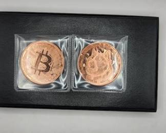  BITCOIN AND DOGECOIN COPPER ROUNDS