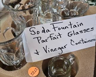 SODA FOUNTAIN PARFAIT GLASSES / VINEGAR CONTAINER