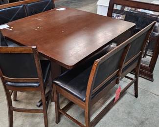 HIGH TABLE AND CHAIRS / BENCH