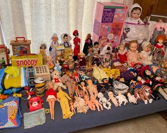 Assorted Vintage Dolls, Toys and Games