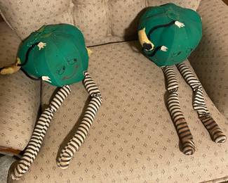 Vintage Green Apple and Worm Dolls