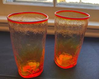 Crackled Glass Drinking Glasses 