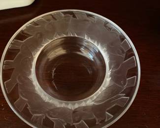 Lalique Irene Frosted Birds Crystal Trinket Dish Shallow Bowl 3.5" 