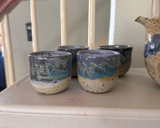 Teacups - handmade pottery - 5 piece tea set 
