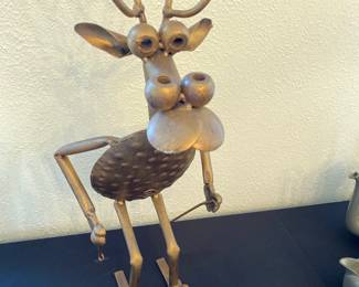 brass  moose reindeer statue 