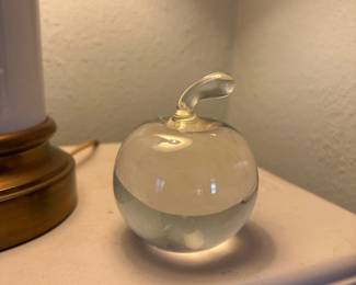 Handmade Clear Solid Glass Apple 4.5" 