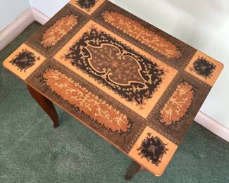 Italian Marquetry Music Box Table 