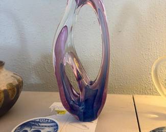 Modern Blown Glass Abstract Sculpture 
