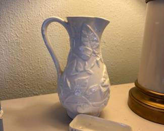 Copeland Spode England White Pitcher Morning Glory 