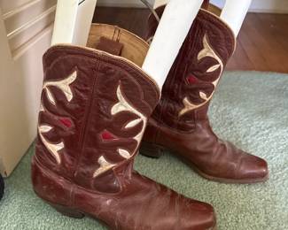 Cat's Paw Cowboy Western Leather Brown Boots 