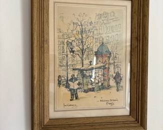 mid century genre scene print parisian street scene